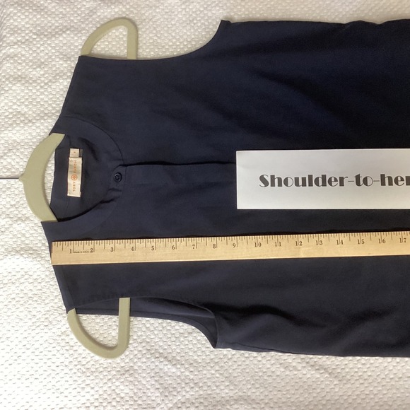 Tory Burch Sleeveless Top Button Down Collared Blouse Blue Size 4 Hidden Buttons - Picture 10 of 14